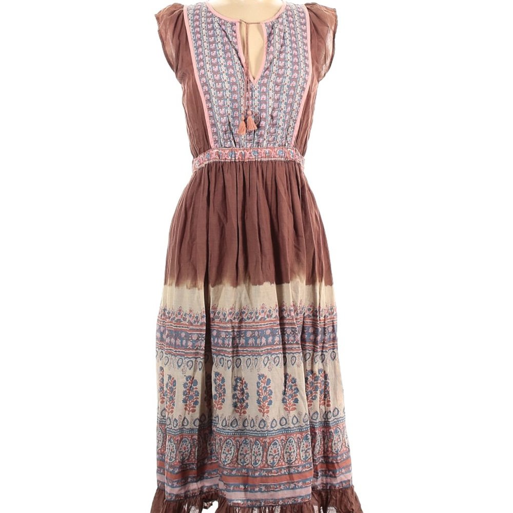 Ulla Johnson LORETTA Dark Rose floral Prarie Dress